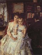 Alfred Stevens Family Scene oil